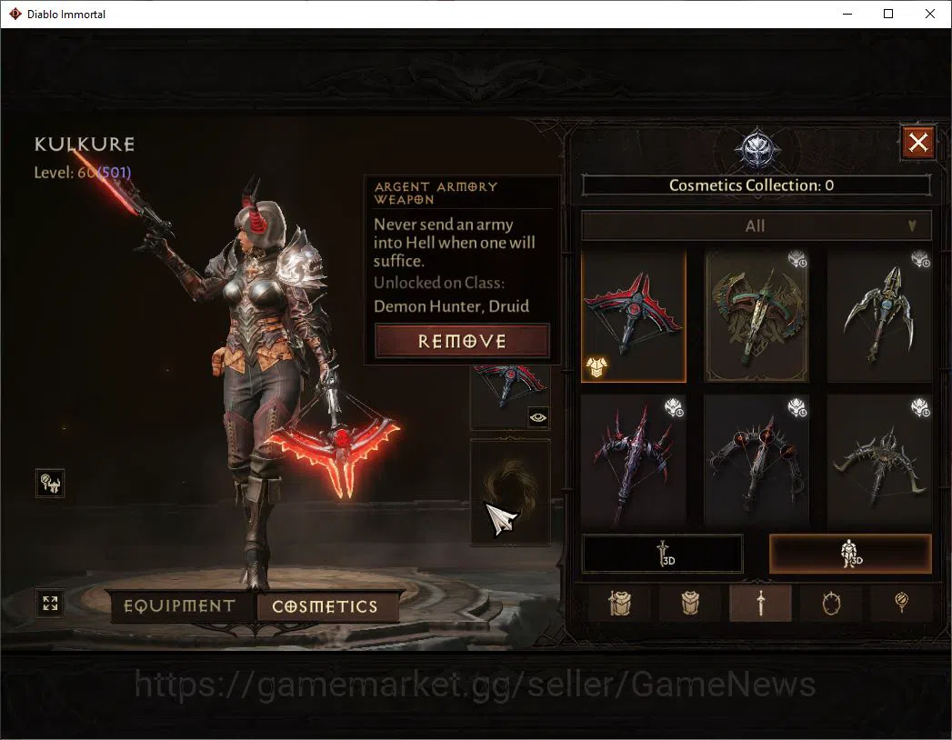 Diablo Immortal Accounts NA-High Heaven|CS ON|Lv60(501)|Demon Hunter|CR 33k image 8