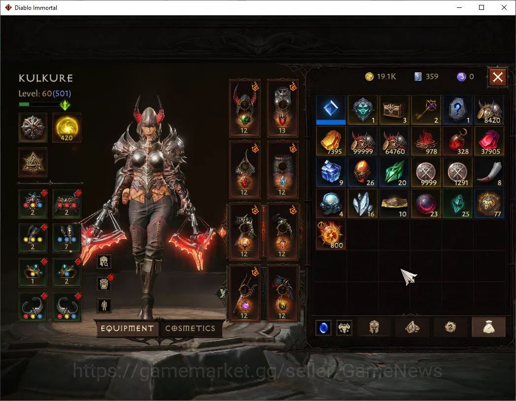 Diablo Immortal Accounts NA-High Heaven|CS ON|Lv60(501)|Demon Hunter|CR 33k image 9