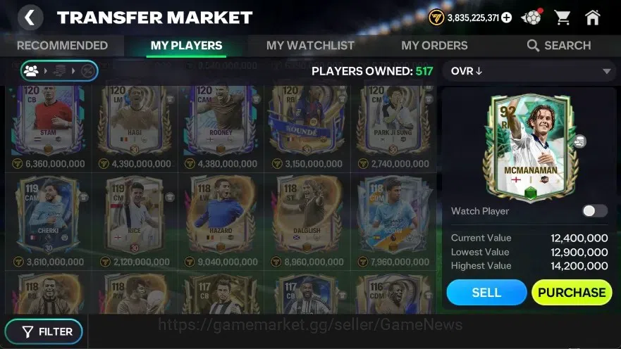 EA SPORTS FC Mobile Accounts OVR 122/94B Value|3,8B Coins + Starting 11 Full EV image 11