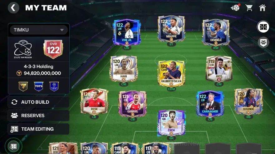 EA SPORTS FC Mobile Accounts OVR 122/94B Value|3,8B Coins + Starting 11 Full EV image 2