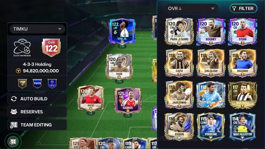 EA SPORTS FC Mobile Accounts OVR 122/94B Value|3,8B Coins + Starting 11 Full EV image 4
