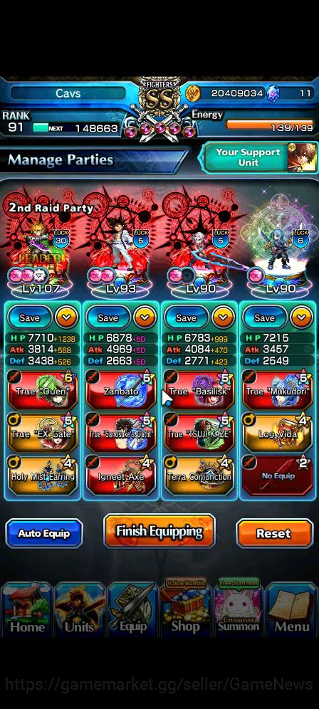 Grand Summoners Mid-Game Global|Rank 91|1 Sp.Art|16 Ascend|[Himura,Evileye, image 1