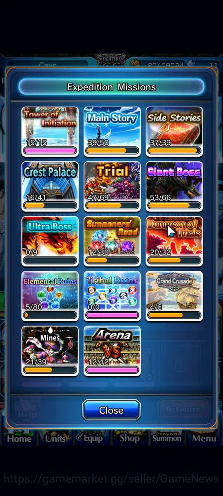 Grand Summoners Accounts Mid-Game Global|Rank 91|1 Sp.Art|16 Ascend|[Himura,Evileye,Shizu,Samurai 9