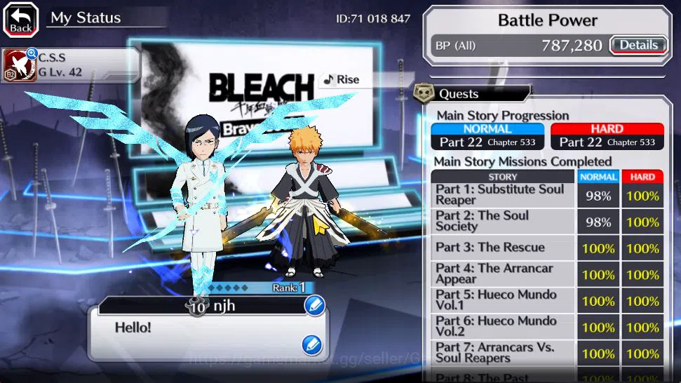 Bleach: Brave Souls Accounts Mid-Tier [GLOBAL]50K Orb|Rukia 10th Aniv,Trio 9th Anv,TYBW26 Uryu,Ichigo,Duo TYBW25,Etc|2 Char 4