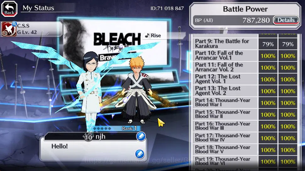 Bleach: Brave Souls Accounts Mid-Tier [GLOBAL]50K Orb|Rukia 10th Aniv,Trio 9th Anv,TYBW26 Uryu,Ichigo,Duo TYBW25,Etc|2 Char 5