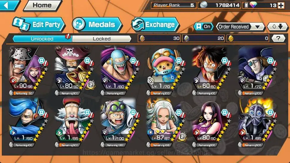 One Piece Bounty Rush Accounts Global | 2 EX | PR 5 | Gol D. Roger Lv.Max,S-Snake image 5
