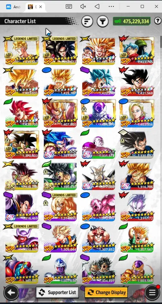 Dragon Ball Legends Accounts Android | Lvl 162|475M Total Power|848 CC|2 LR|5 U image 13