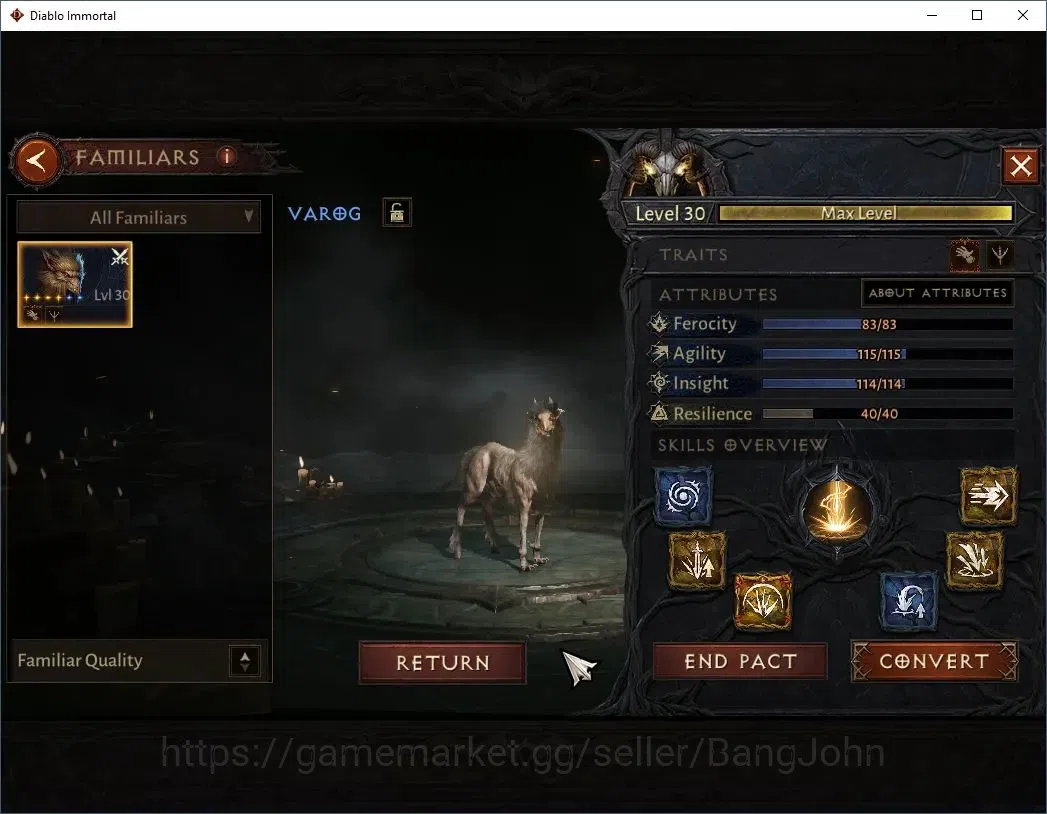 Diablo Immortal Accounts High-End EU - Aranoch| 60 (760) Warlock-Slinger | CR 42k | Reso 540 | Inferno IV | Varog Lv 30 (*4 7