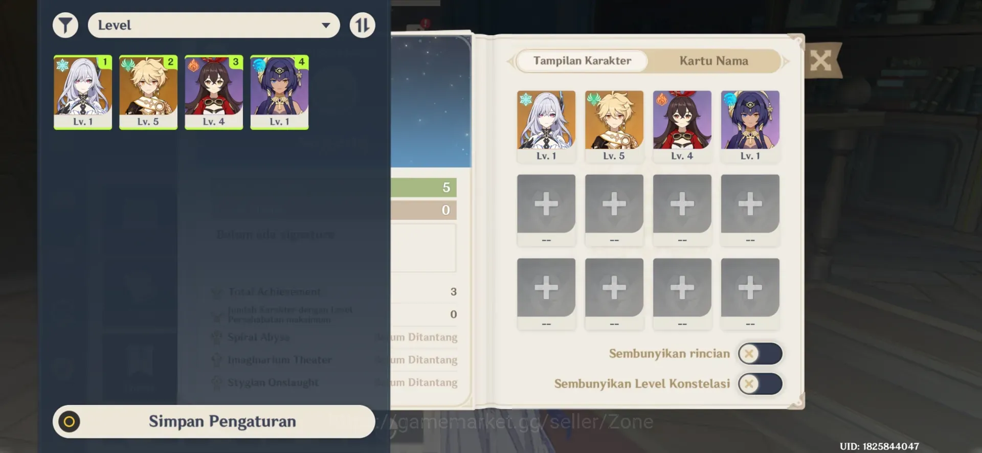Genshin Impact Accounts Starter ASIA|Fresh Starter AR5|1Limited Skirk +2chr STD , Very Low Explore|MC 1