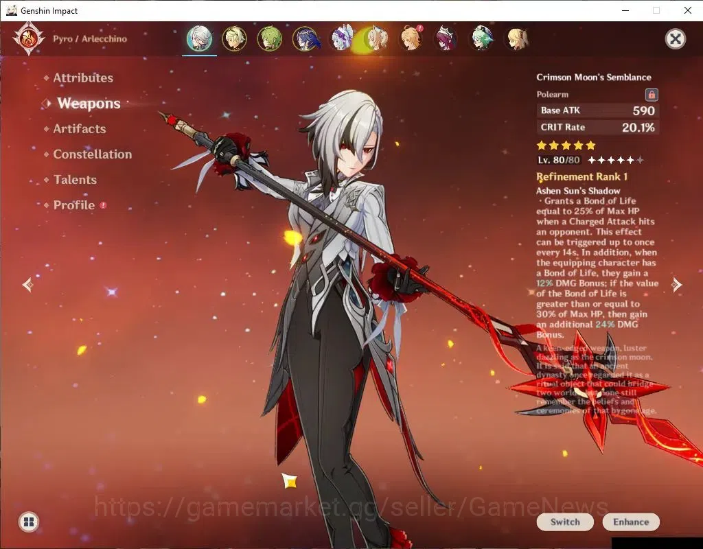 Genshin Impact Accounts Asia|AR 48|1 Limit +20(*4Character)| Arlecchino+Si image 4