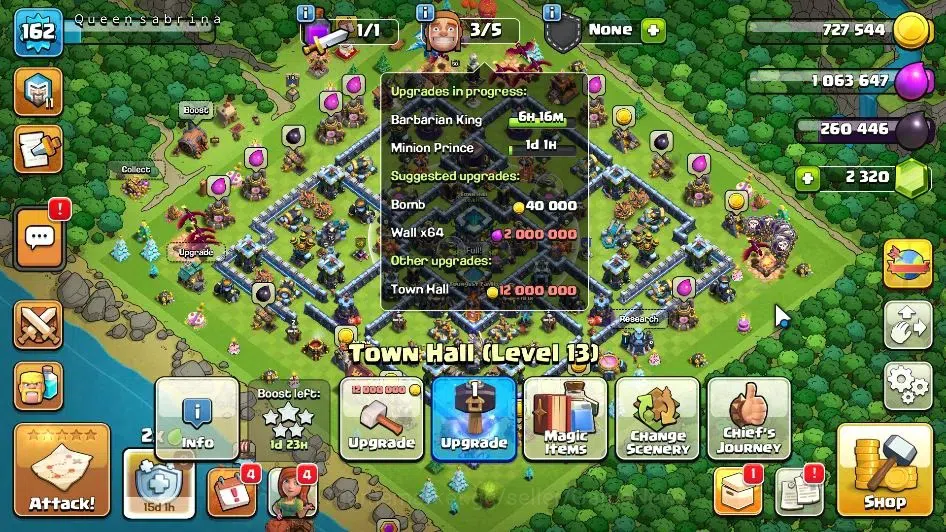 Clash of Clans Accounts LV 162|TH 13 MAX-BH 8|HH 7|Limited Skin|BK 63,AQ 7 image 2