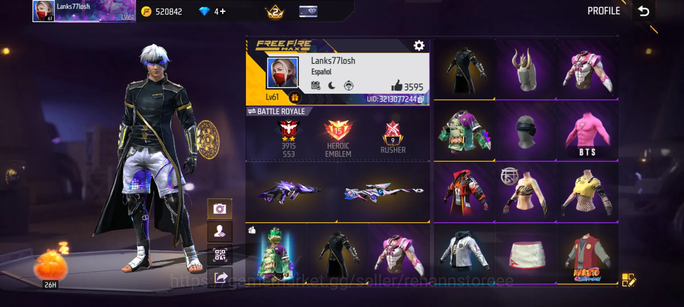 Free Fire Accounts AKUN FF MURAH - VAULT 1.024 - SENJATA TOTAL 317 - SET CEWE CANTIK - BUNDLE HITAM IDAMAN - VAULT FULL 1