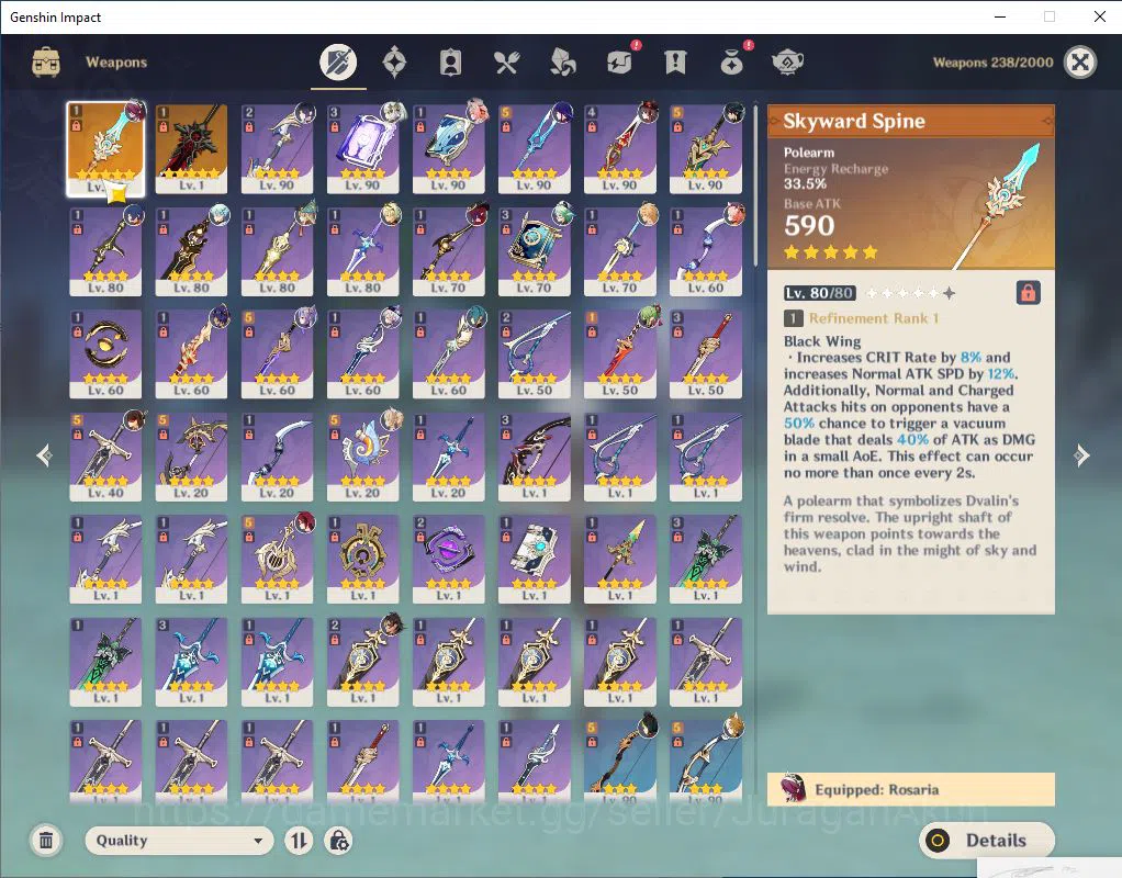 Genshin Impact Accounts SIA | 58AR | 8 Limited +2Limited (*5Weapon) |Raide image 7