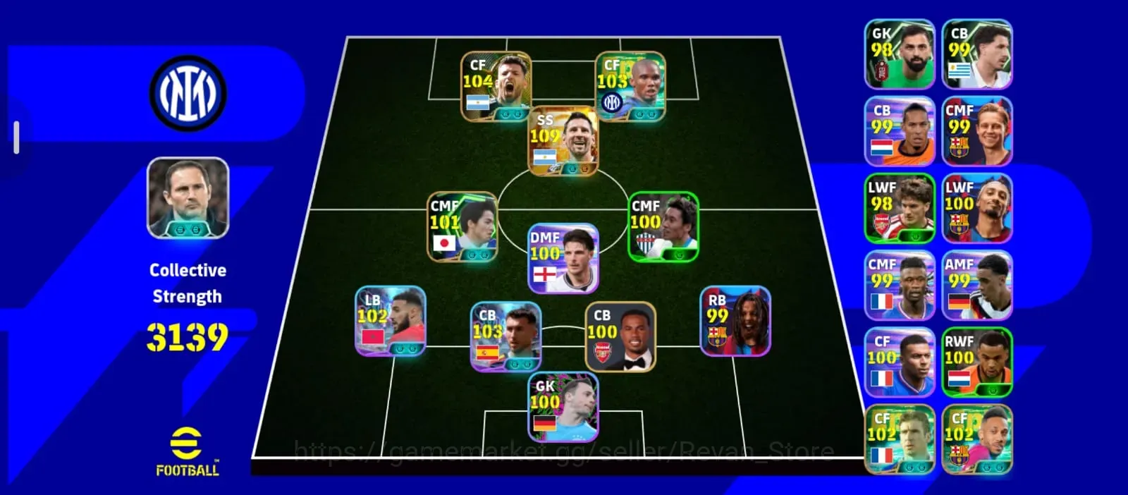 eFootball Accounts Starter Ovr 3139 | Big time Messi world cup | Epic aguero | Epic Etoo 1