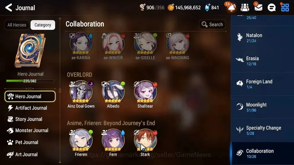 Epic Seven Accounts Collaboration Hero ASIA Verif|20ML(EIlynav,DK Sharun,Belian,Zio,Etc)+Collab 16