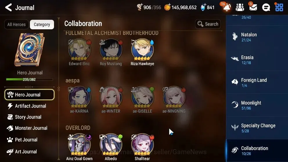Epic Seven Accounts Collaboration Hero ASIA Verif|20ML(EIlynav,DK Sharun,Belian,Zio,Etc)+Collab 7