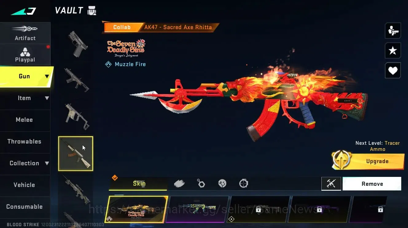 Blood Strike Accounts Collab Skin ASIA|ETERNAL MP7-Burning lv3,DEagle-Scorpius|Collab TR [JACK-Takemichi]|Enzo [KRAKEN]|7DS 20