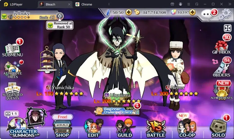 Bleach: Brave Souls Accounts Starter Mobile |151K BP+10K Orb|Fresh Story|Ulquiorra11th,Nemu 1