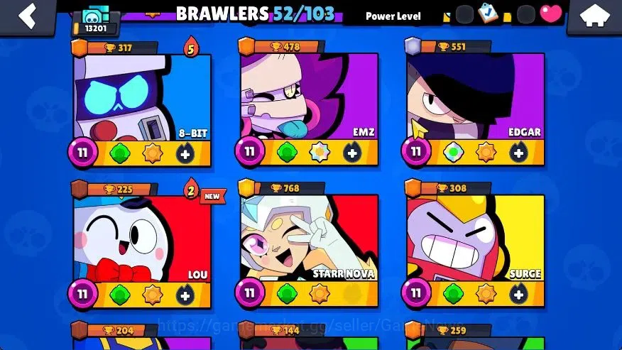 Brawl Stars Accounts 13201 Trophy|52 Brawlers 12 Max Lvl|11 Buffies|93  image 6