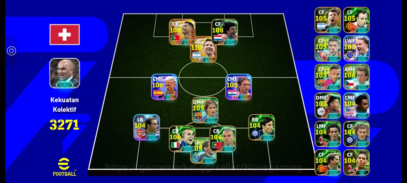 eFootball Accounts High-End Kolektif 3271+ Ronaldo x Gullit x Messi x Dani Olmo x Modric x Edmilson x Cannavaro x Pepe x 1