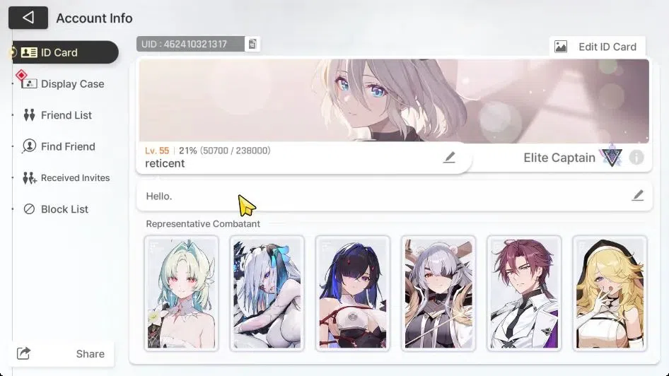 Chaos Zero Nightmare Accounts GLOBAL Lv 55|1,6K Crys|7 SSR[(HeidemarieM4,Nine,Or image 2
