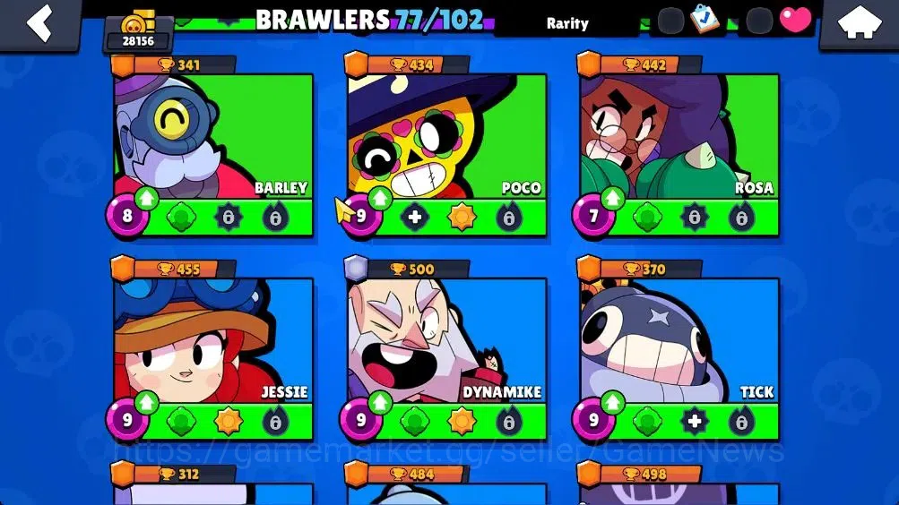 Brawl Stars Accounts 28156 Trophy|77 Brawlers 10 Max Lvl|1 Legend (Robo Mike),1 Mythic (Squad Buster Shelly),13 Epic 10