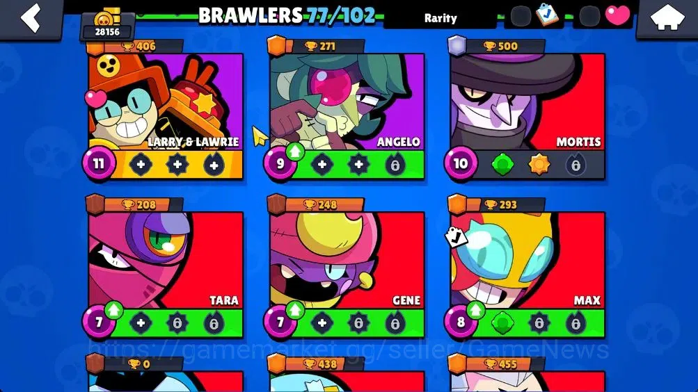 Brawl Stars Accounts 28156 Trophy|77 Brawlers 10 Max Lvl|1 Legend (Robo Mike),1 Mythic (Squad Buster Shelly),13 Epic 16