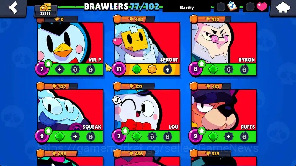 Brawl Stars Accounts 28156 Trophy|77 Brawlers 10 Max Lvl|1 Legend (Robo Mike),1 Mythic (Squad Buster Shelly),13 Epic 17