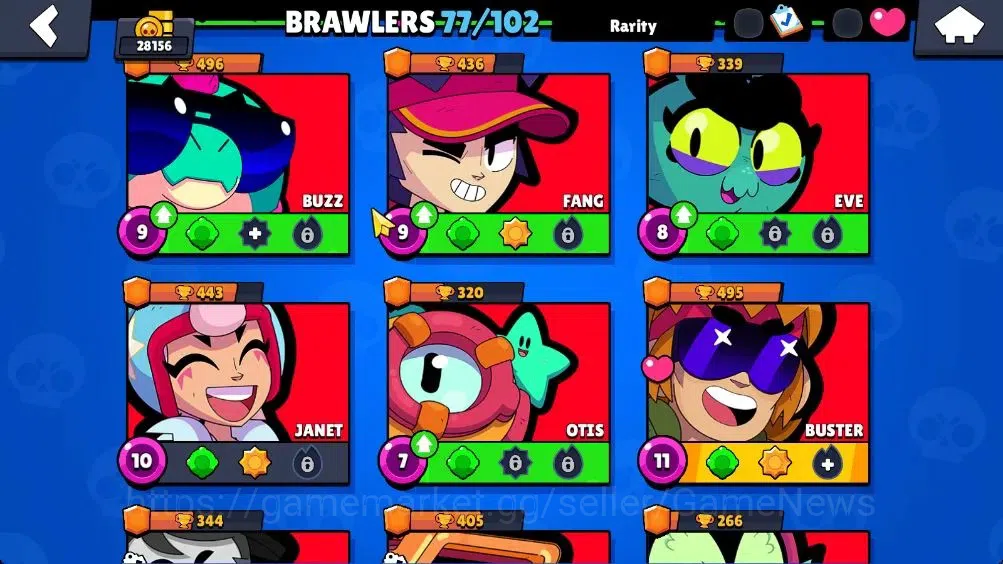Brawl Stars Accounts 28156 Trophy|77 Brawlers 10 Max Lvl|1 Legend (Robo Mike),1 Mythic (Squad Buster Shelly),13 Epic 18
