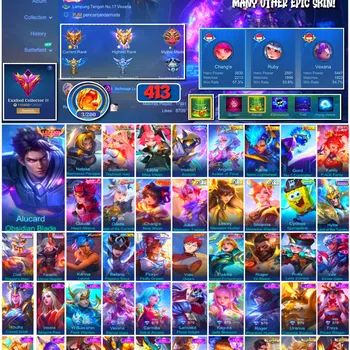 Mobile Legends: Bang Bang Accounts 🔥 #4046 🔥 413 Skins 💎 EXALTED COLLECTOR III 👑 Legend Alucard Obsidian Blade ⚔️