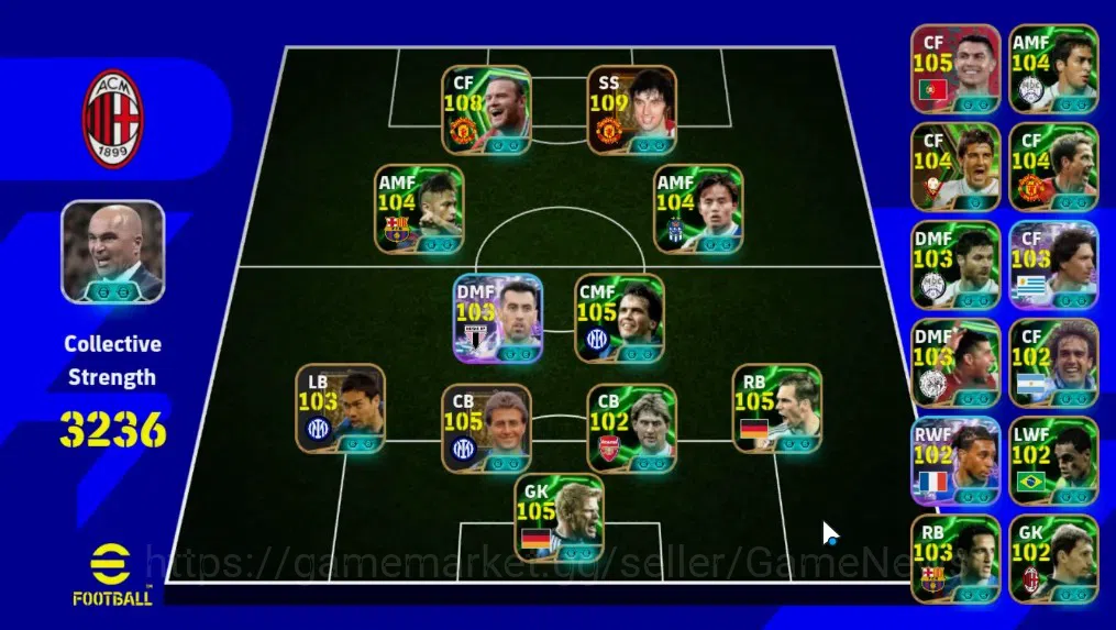 eFootball Accounts Legends & Iconic Players Android|Big time George Best Old|Epic Wayne Rooney,Ricardo 1