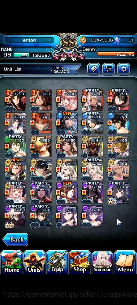 Grand Summoners Accounts Mid-Game Global|Rank 96|29 Ascend|UP RoyTW,Summer Miyu,ChloeTW,Hazuki,LM 3