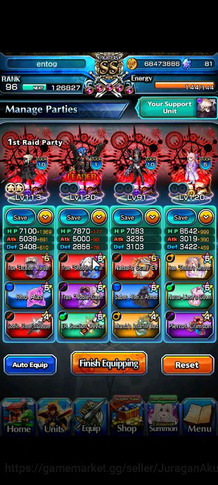 Grand Summoners Accounts Mid-Game Global|Rank 96|29 Ascend|UP RoyTW,Summer Miyu,ChloeTW,Hazuki,LM 7