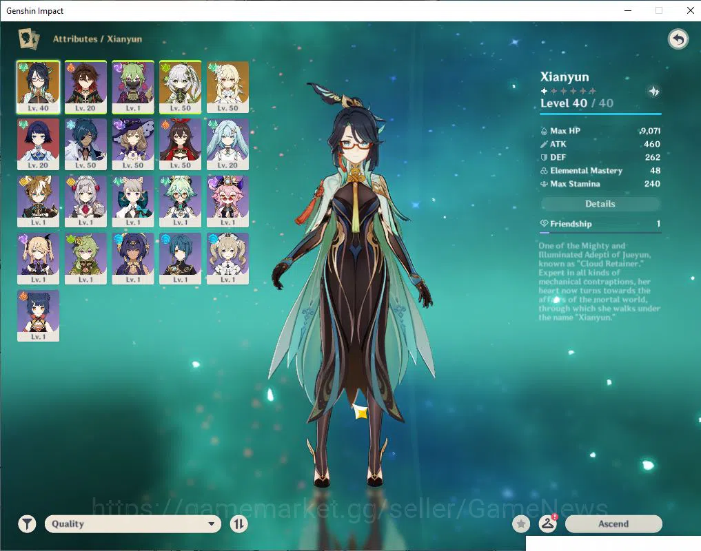 Genshin Impact Accounts Mid Game EU -Server | AR 45| 2 Limited + 1(*5Weapon)| Xianyun,Nahida |MC Female| Log Unser 3
