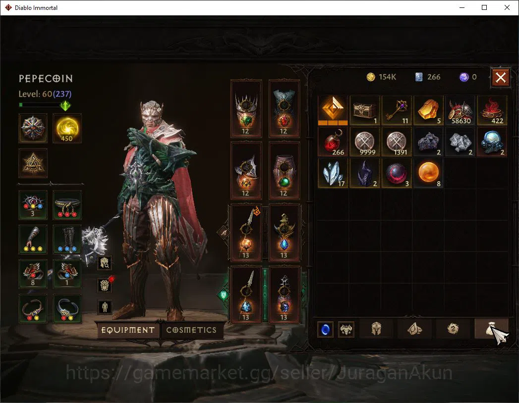 Diablo Immortal Accounts Mid-Tier SEA - Izual|Lv60(237) Druid|24K CR|Reso 450|Hell III|Paragon Slinger|1 Cosmestics|Hell Lv 6