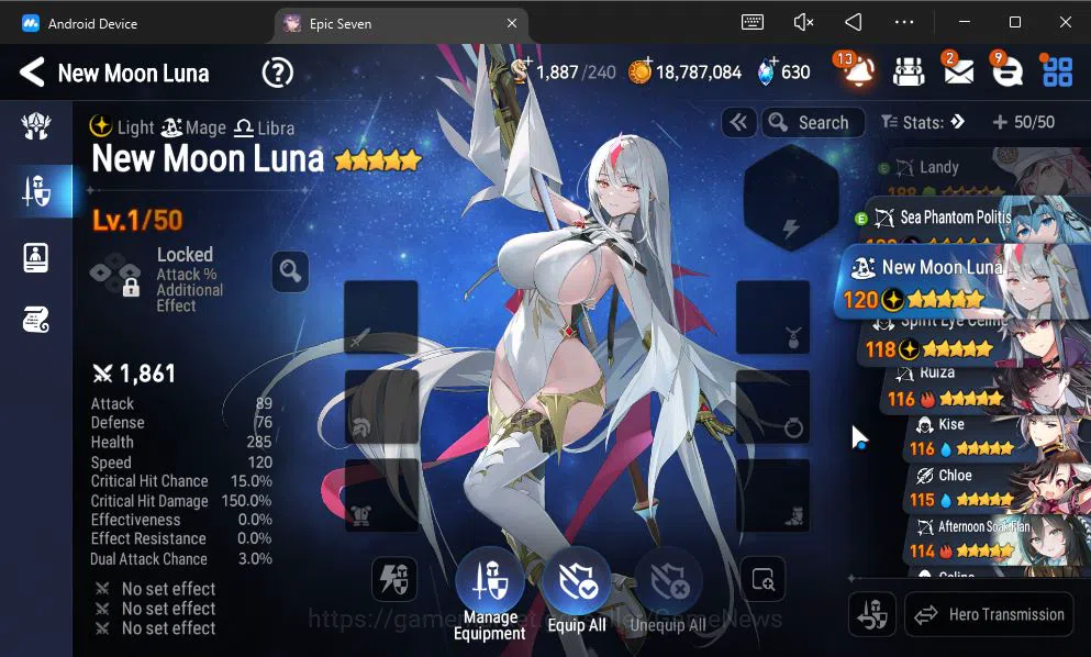 Epic Seven Accounts GLOBAL Unverif|New Era|6 ML(NM Luna,SP Politis,Zio image 4