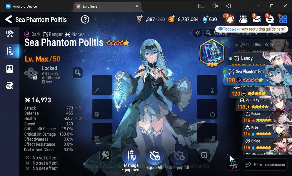 Epic Seven Accounts GLOBAL Unverif|New Era|6 ML(NM Luna,SP Politis,Zio image 5