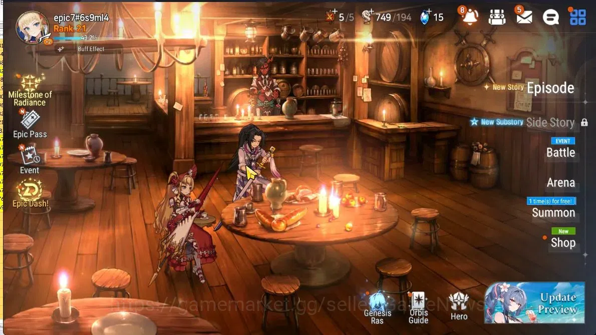 Epic Seven Accounts Starter GLOBAL UnVerif|NewEra|3 ML(TR Elvira,LR Krau,FLidica)+Iseria,Tenebria.landy,etc|450 1