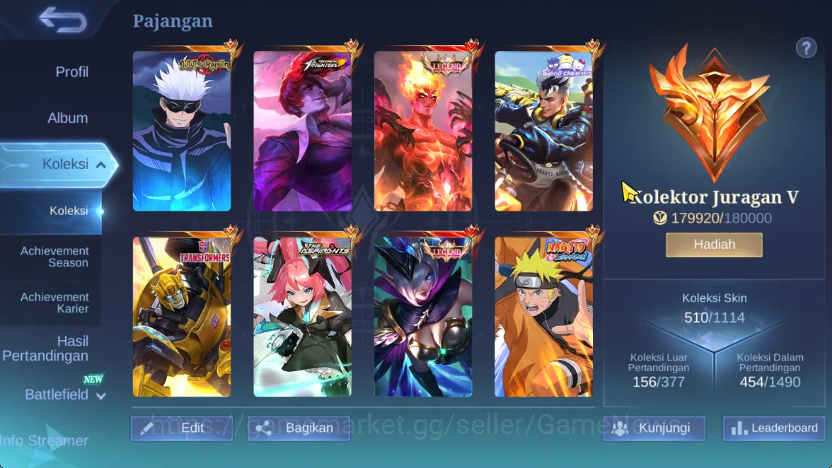 Mobile Legends: Bang Bang Accounts Hero 133|Skin 510|Legend(Miya,Valir),KOF(Chou,Auro image 3