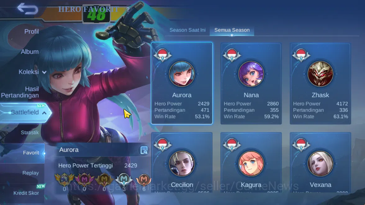 Mobile Legends: Bang Bang Accounts Hero 133|Skin 510|Legend(Miya,Valir),KOF(Chou,Auro image 5