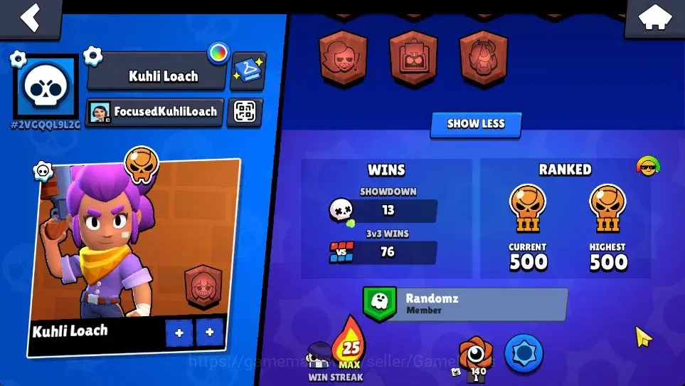 Brawl Stars Accounts 1130 Trophy|18 Brawlers 2 Max Lvl (Full Buffies Edgar,Emz)|1 Epic Skin (Sugarplum Rosa)|5K Bling|CN 4