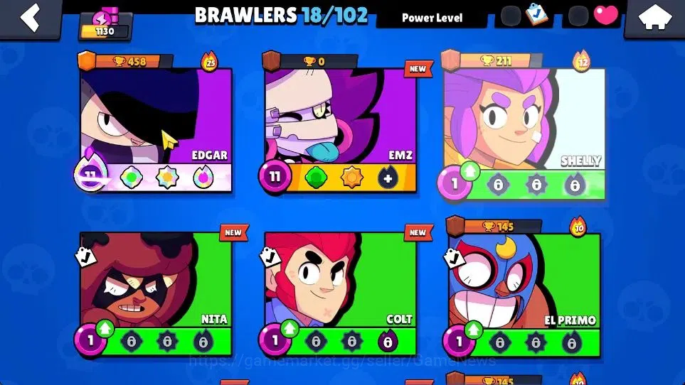 Brawl Stars Accounts 1130 Trophy|18 Brawlers 2 Max Lvl (Full Buffies Edgar,Emz)|1 Epic Skin (Sugarplum Rosa)|5K Bling|CN 5