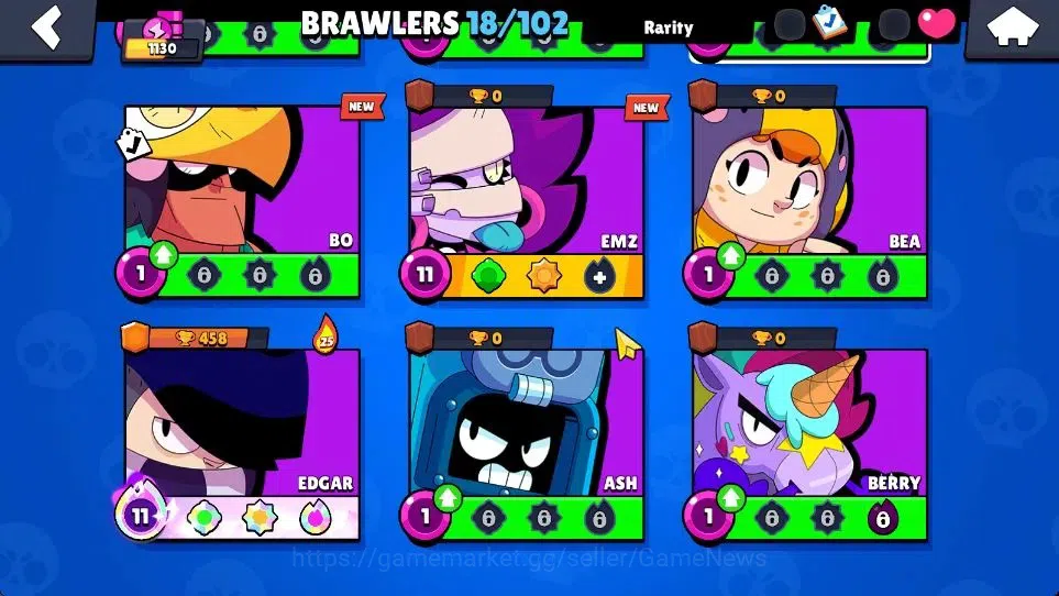 Brawl Stars Accounts 1130 Trophy|18 Brawlers 2 Max Lvl (Full Buffies Edgar,Emz)|1 Epic Skin (Sugarplum Rosa)|5K Bling|CN 6