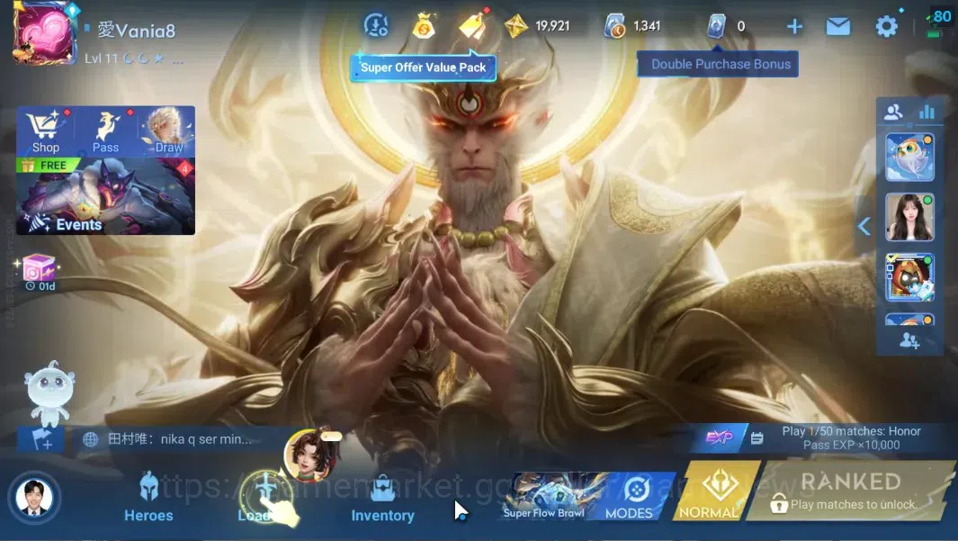 Honor of Kings Accounts Hero 21 Skin 11|Starter with Legend Skin(Angela)+E image 1