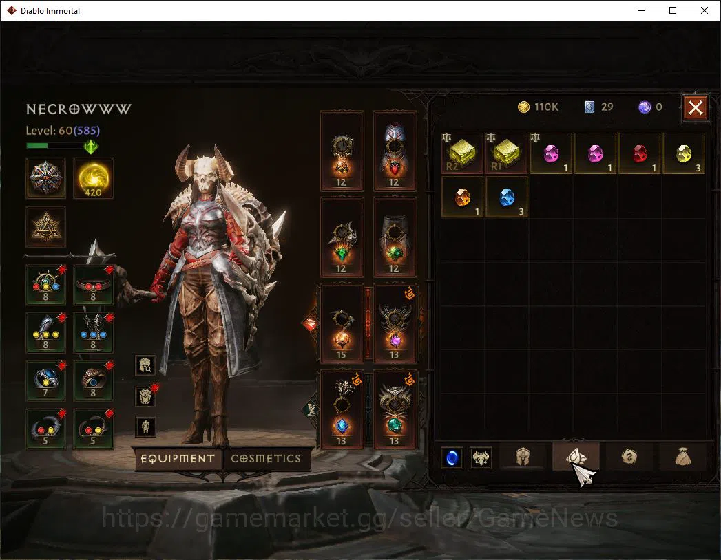 Diablo Immortal Accounts SEA-Izual|Lv60(585)|Necromancer|35kCr|Reso420|Male image 5