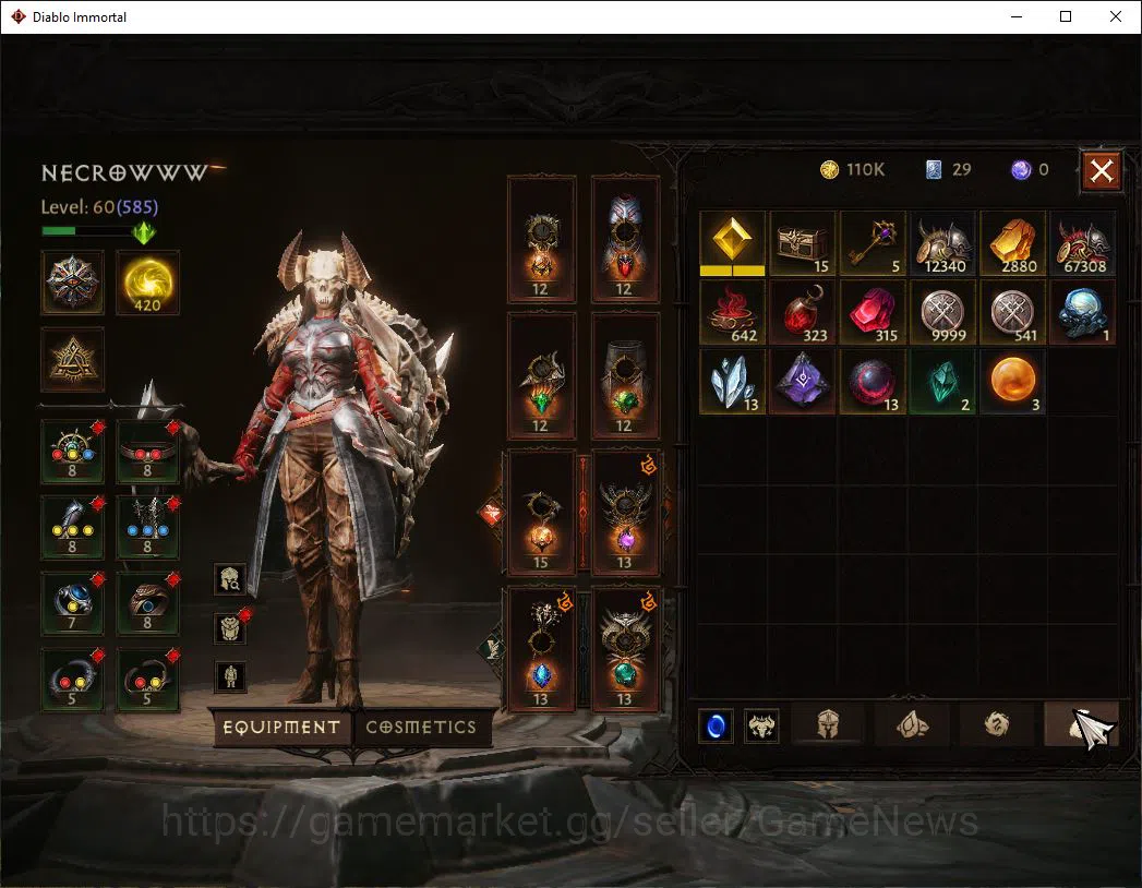 Diablo Immortal Accounts SEA-Izual|Lv60(585)|Necromancer|35kCr|Reso420|Male image 6