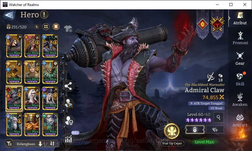 Watcher of Realms Accounts End-Game GLOBAL 60x|14M Power|15 Lord[ValderonA4,Praetus,Iovar,Etc]|117 Legend[Lady 16