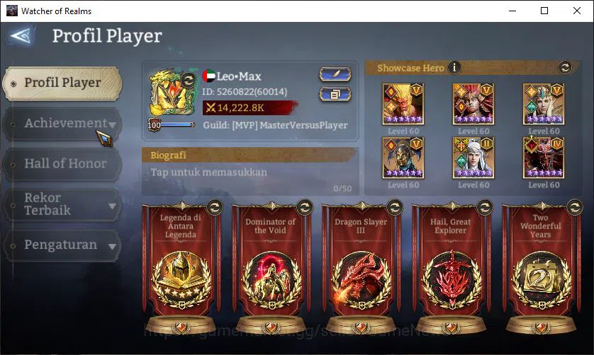 Watcher of Realms Accounts End-Game GLOBAL 60x|14M Power|15 Lord[ValderonA4,Praetus,Iovar,Etc]|117 Legend[Lady 2