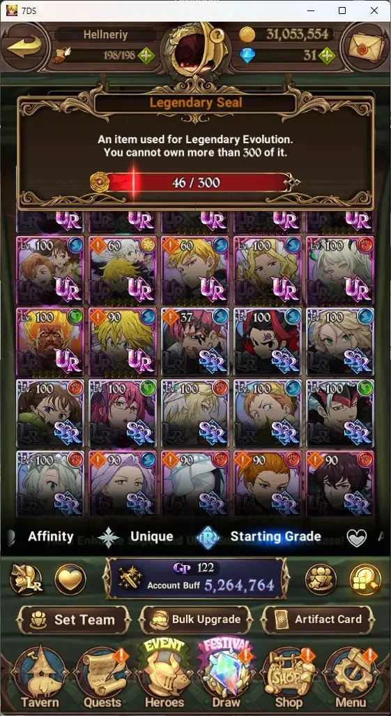 The Seven Deadly Sins: Grand Cross Accounts ASIA|5,2M CC|46 LS,31 Dm|8 LR+11 UR+Collab ReZERO| image 1