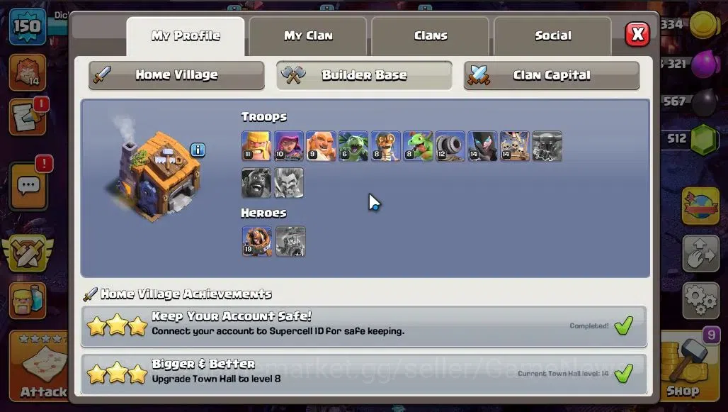 Clash of Clans Accounts LV 150|TH 14-BH 7|HH 8|BK 53,AQ 56,GW 31,MP 48,RC image 6